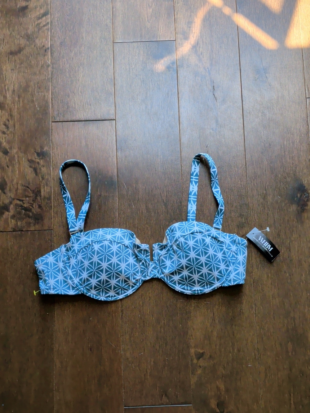 White House Black Market Blue Geometric Pattern Bikini Top